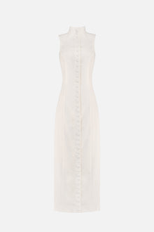Rowan Linen Snap Dress | White