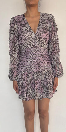 V-Neck Long Sleeve Short Dress | Purple