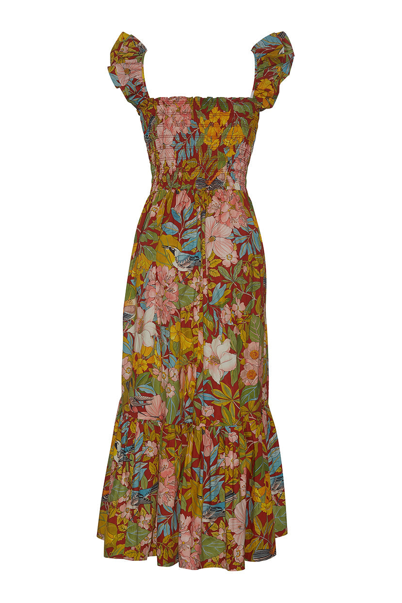 Ruby Dress | Venice Scroll Mandarin Red