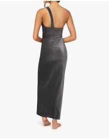 Ruched Asymmetrical Knit Maxi Dress | Black