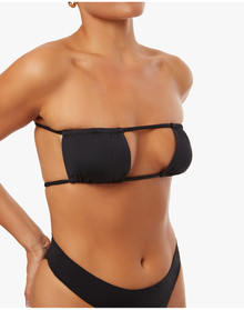 Ruched Bandeau Bikini Top | Black