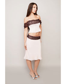 Ruched Chiffon Lace Midi Skirt | Ballet Slipper