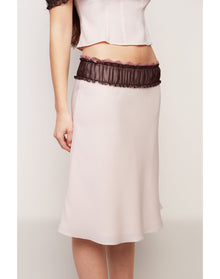 Ruched Chiffon Lace Midi Skirt | Ballet Slipper