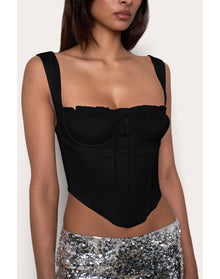Ruched Cup Bustier Top | Black