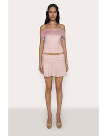 Ruched Heart Scallop Skirt | Baby Pink