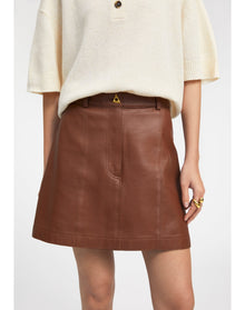 Rudens | Leather Mini Skirt | Chocolate