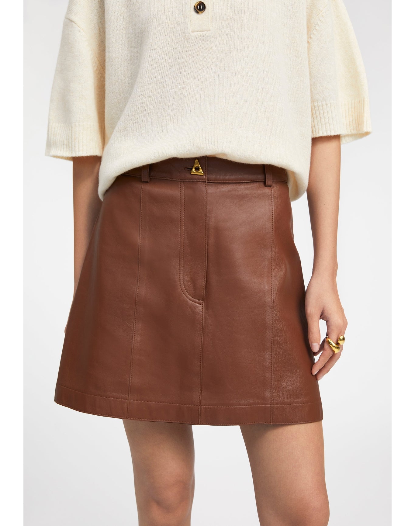 Rudens | Leather Mini Skirt | Chocolate