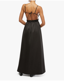 Ruffle Bib Maxi Dress | Black