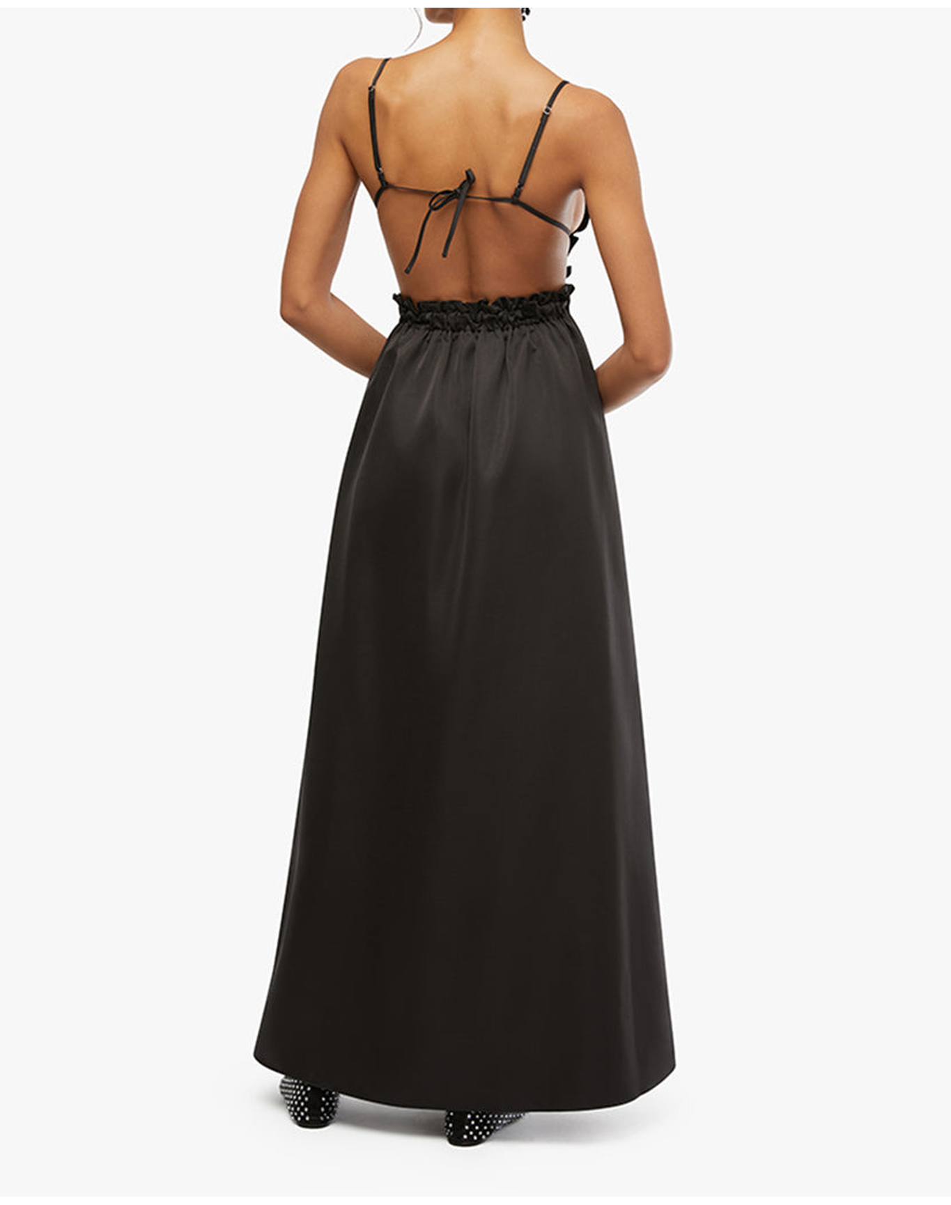 Ruffle Bib Maxi Dress | Black