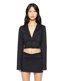 Ruffle Blazer | Black