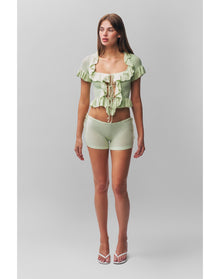 Ruffle Knit Tie Top | Pistachio