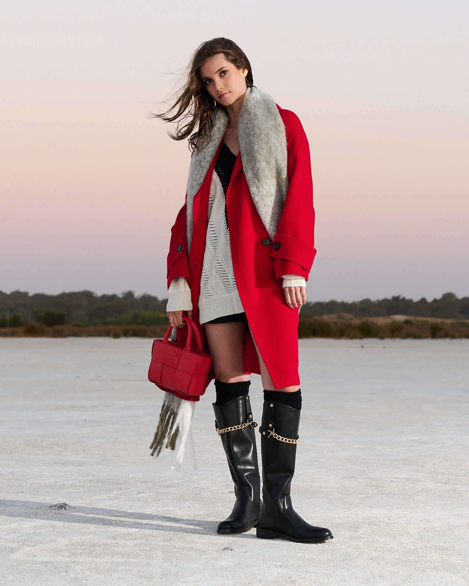 Women | Rumour Has It Oversized Wool Blend Coat | Red