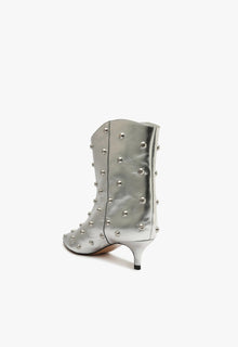 Maryann Metallic Leather Bootie | Silver