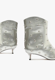 Maryann Metallic Leather Bootie | Silver