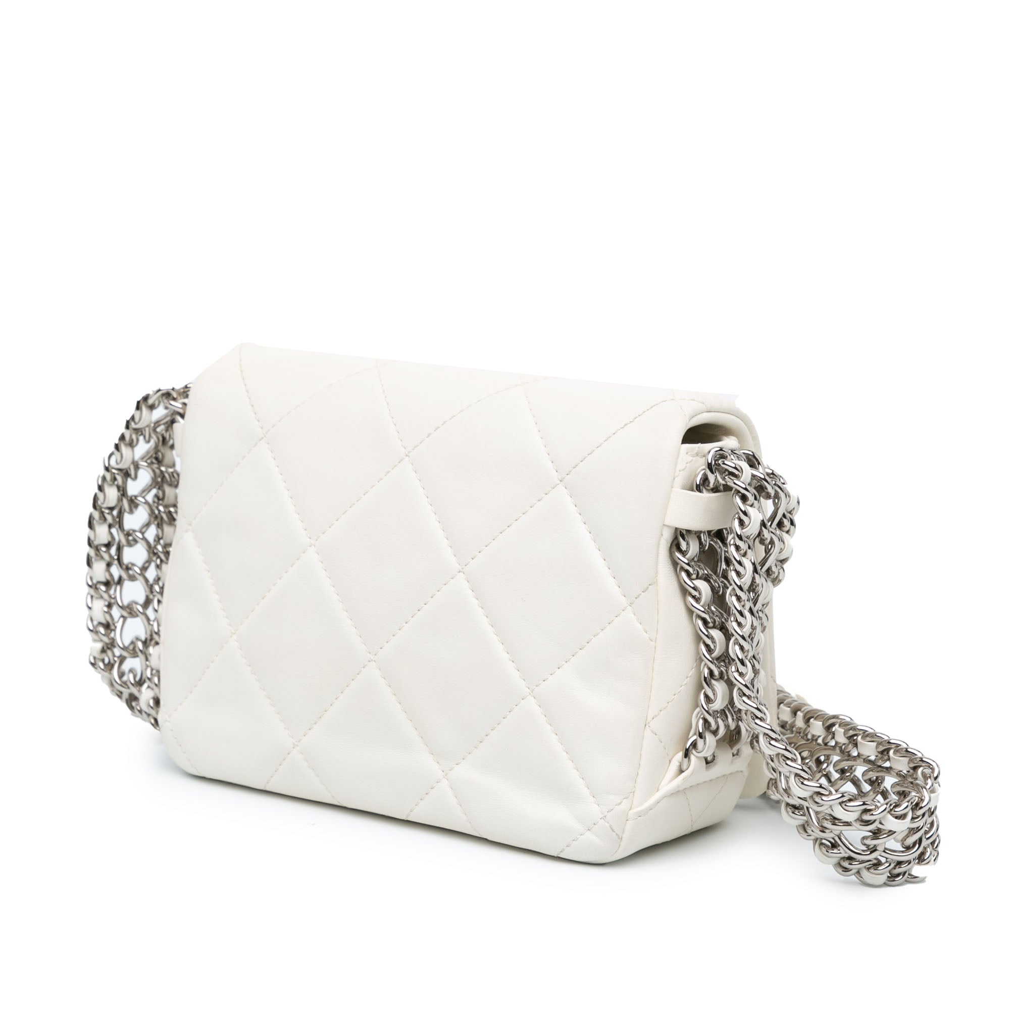 Chanel | Pre-Owned Mini Quilted Lambskin Chain Rows Flap | White