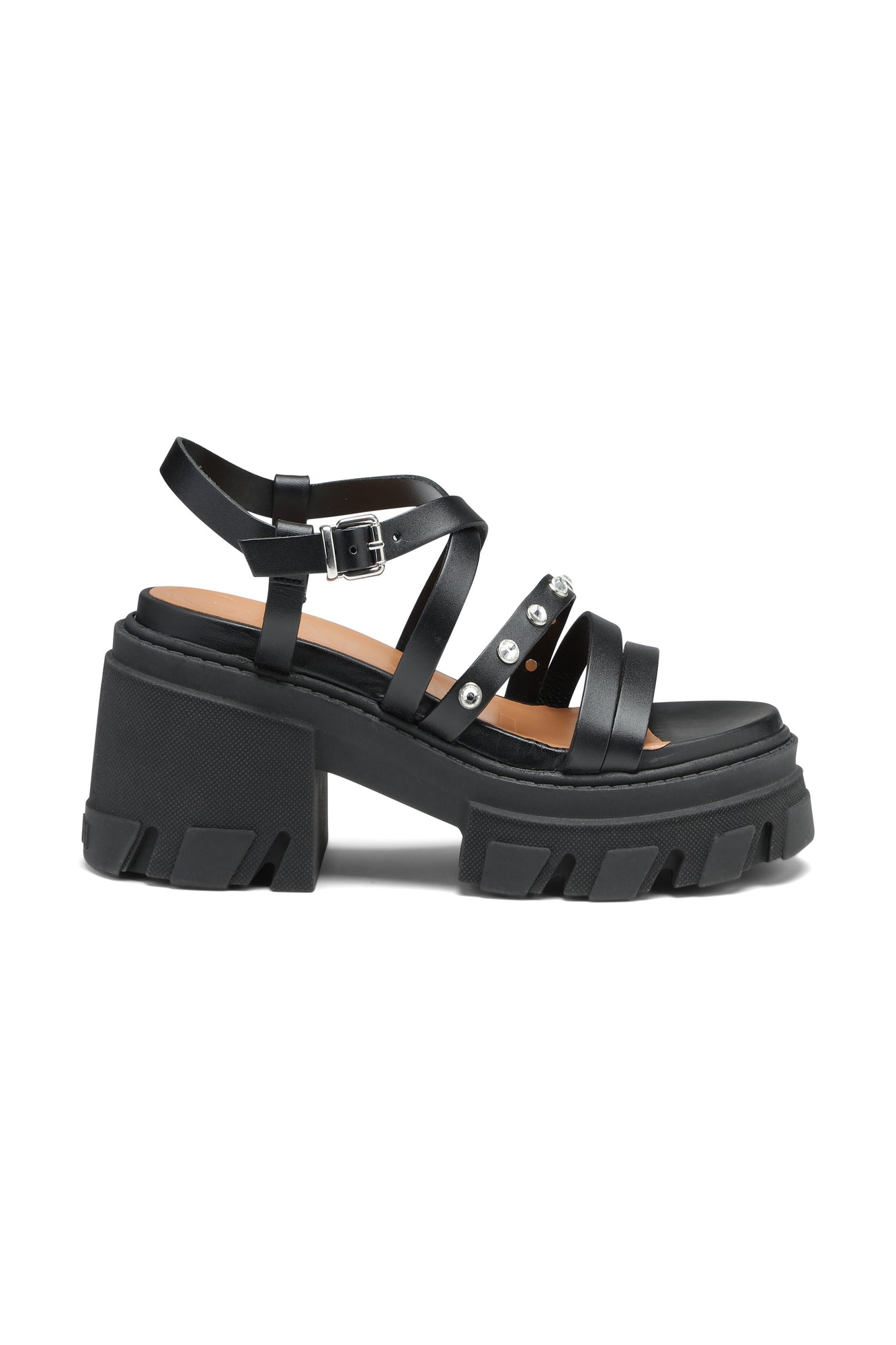Chunky Studded Heeled Sandals | Black