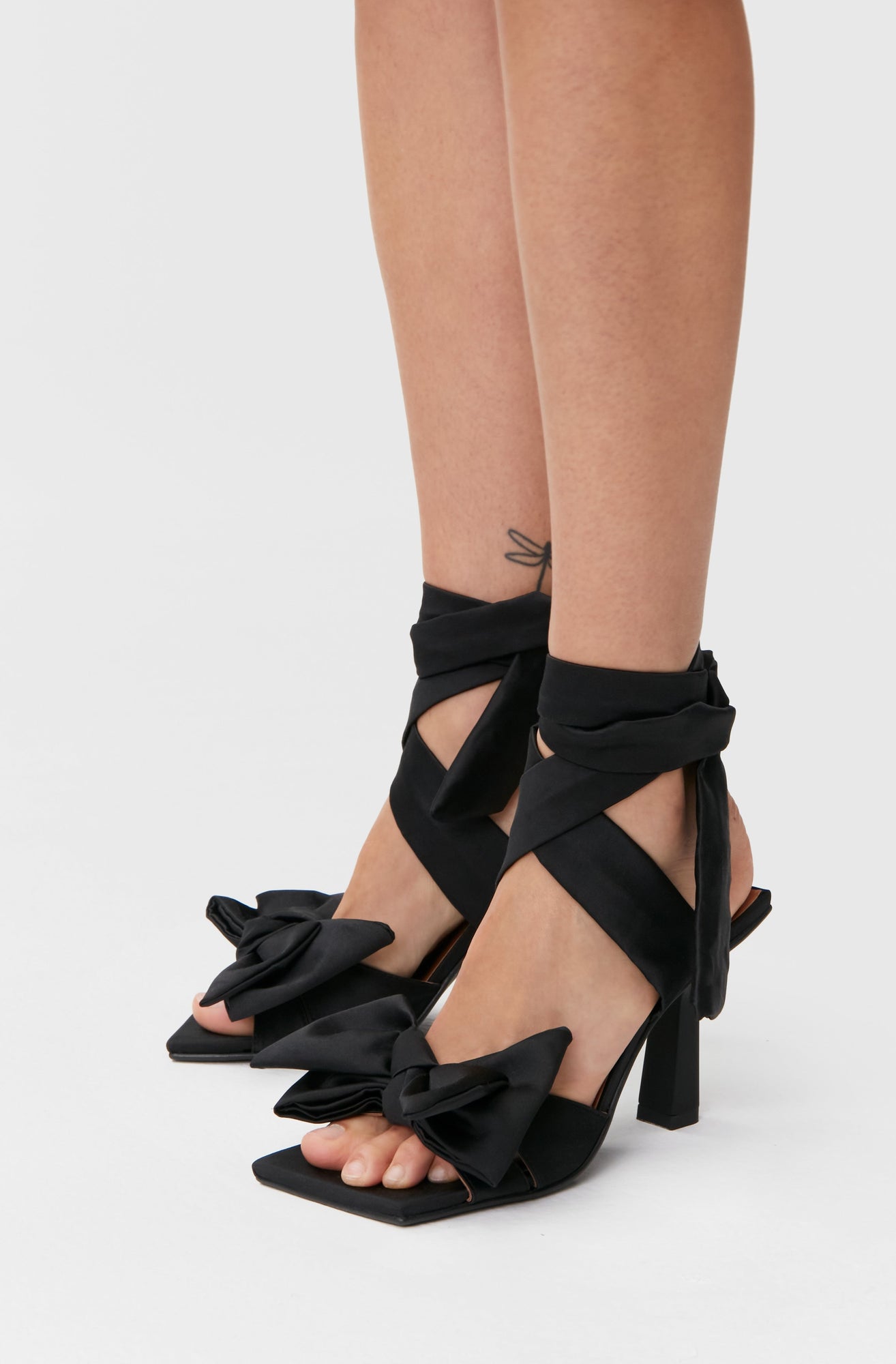 Soft Bow High Heel Sandal | Black