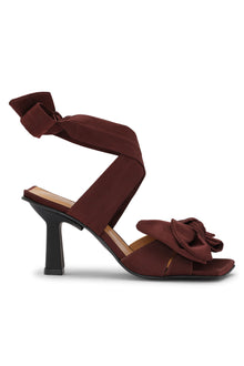 Soft Bow High Heel Sandal | Burgundy