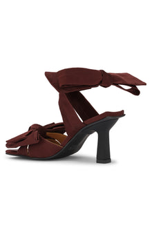 Soft Bow High Heel Sandal | Burgundy