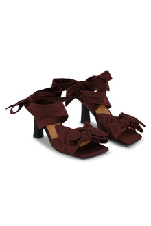 Soft Bow High Heel Sandal | Burgundy