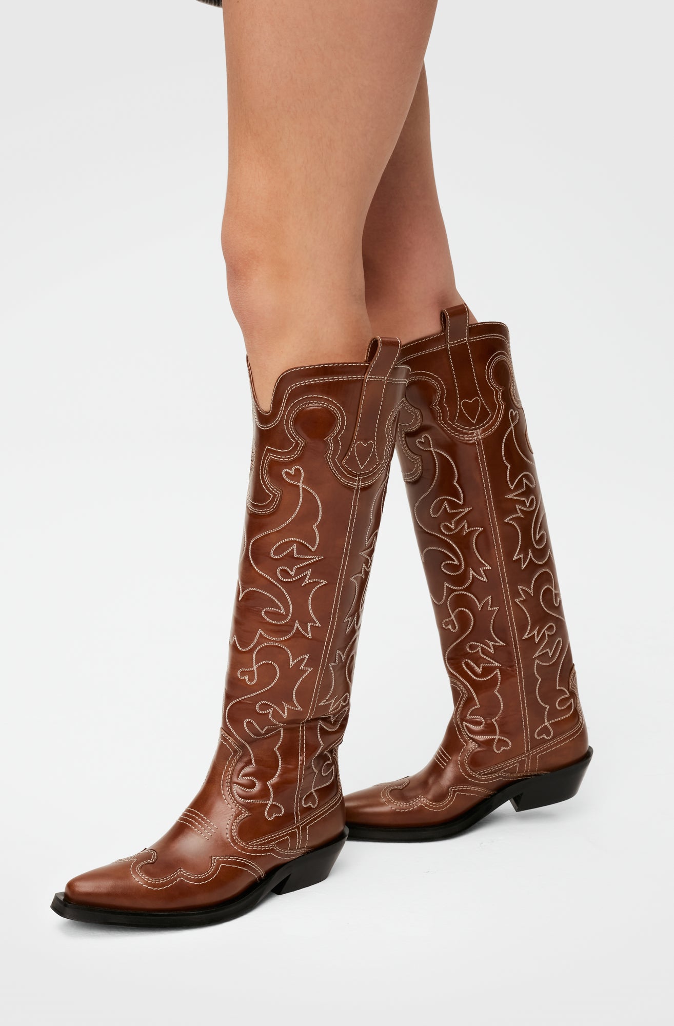 Knee-High Embroidered Western Boots | Tiger's Eye
