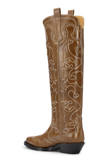 Knee-High Embroidered Western Boots | Tiger's Eye