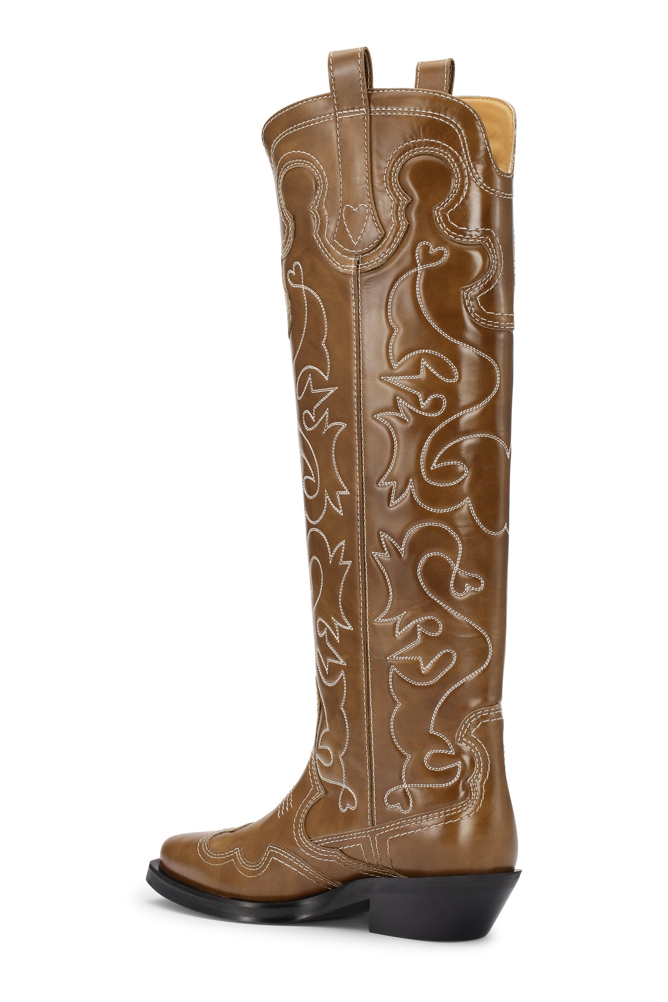 Knee-High Embroidered Western Boots | Tiger's Eye