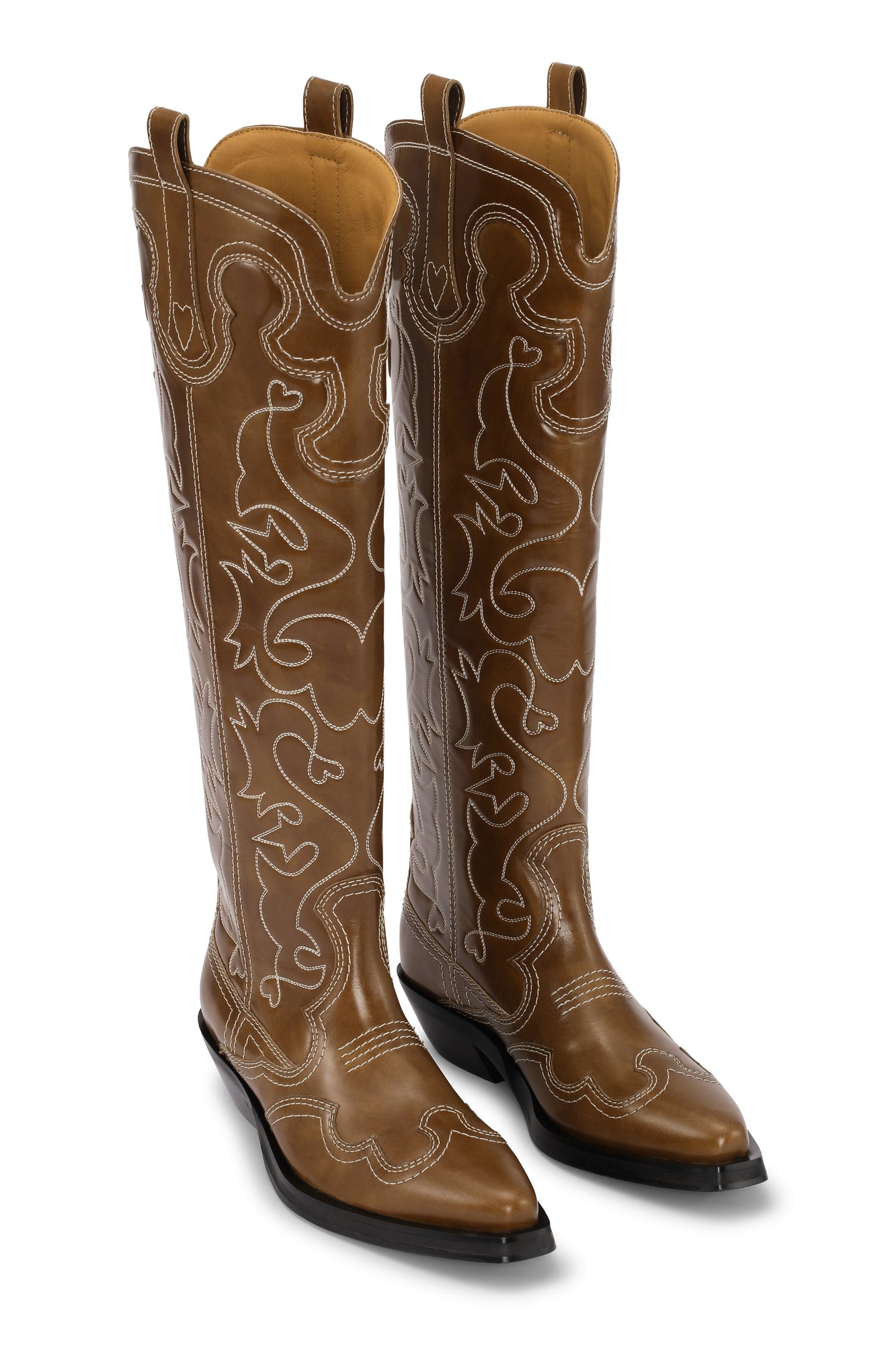 Knee-High Embroidered Western Boots | Tiger's Eye