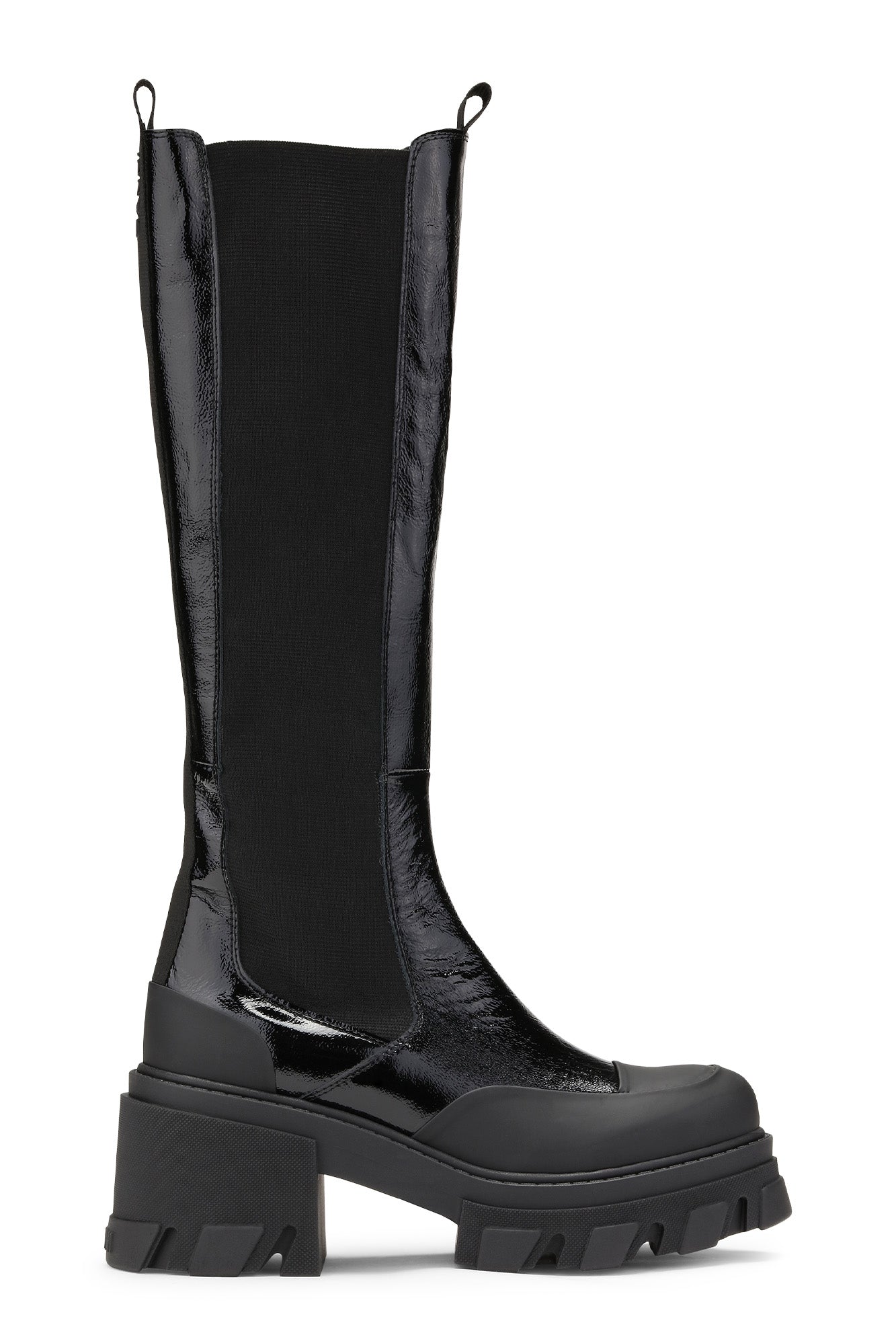 Cleated Heeled High Chelsea Boot Naplack - S1898 | Black
