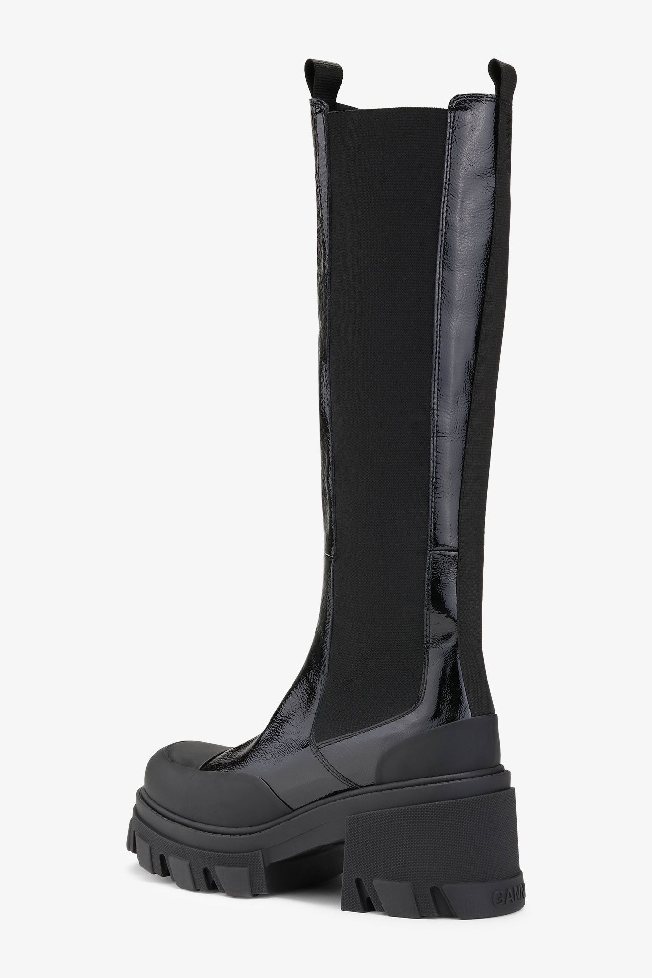 Cleated Heeled High Chelsea Boot Naplack - S1898 | Black