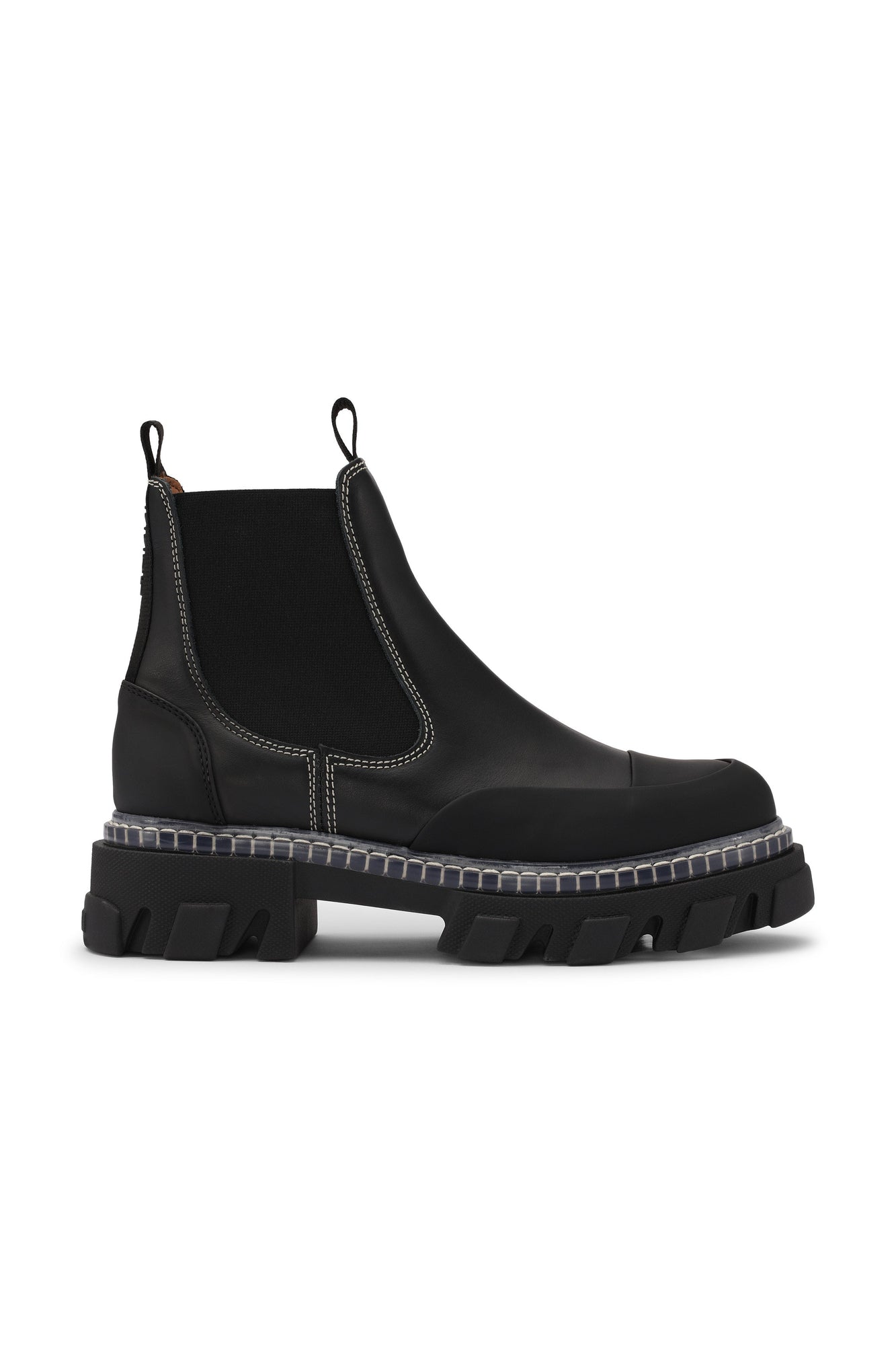 Cleated Low Chelsea Boot Transparent Welt | Black