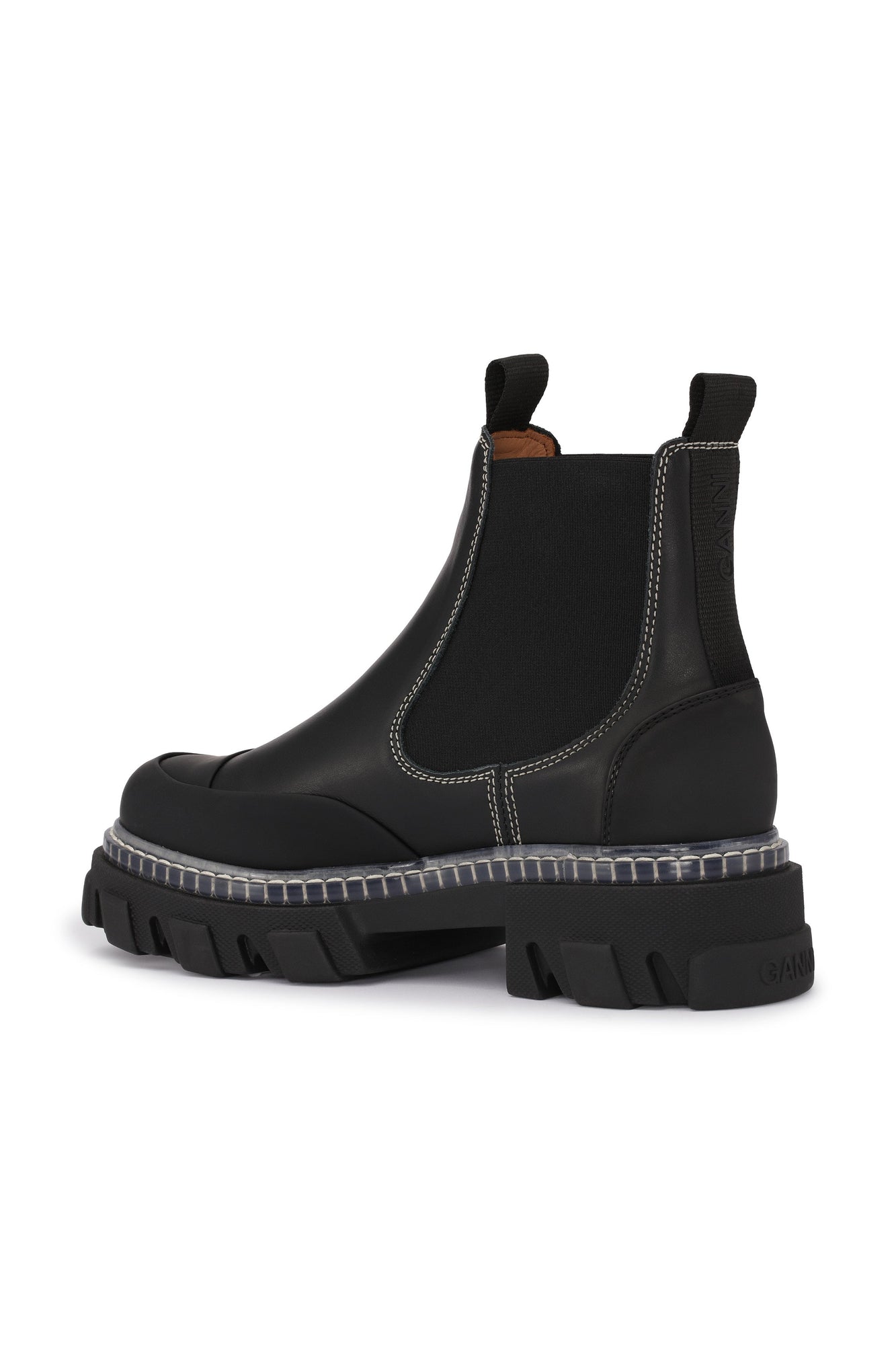 Cleated Low Chelsea Boot Transparent Welt | Black