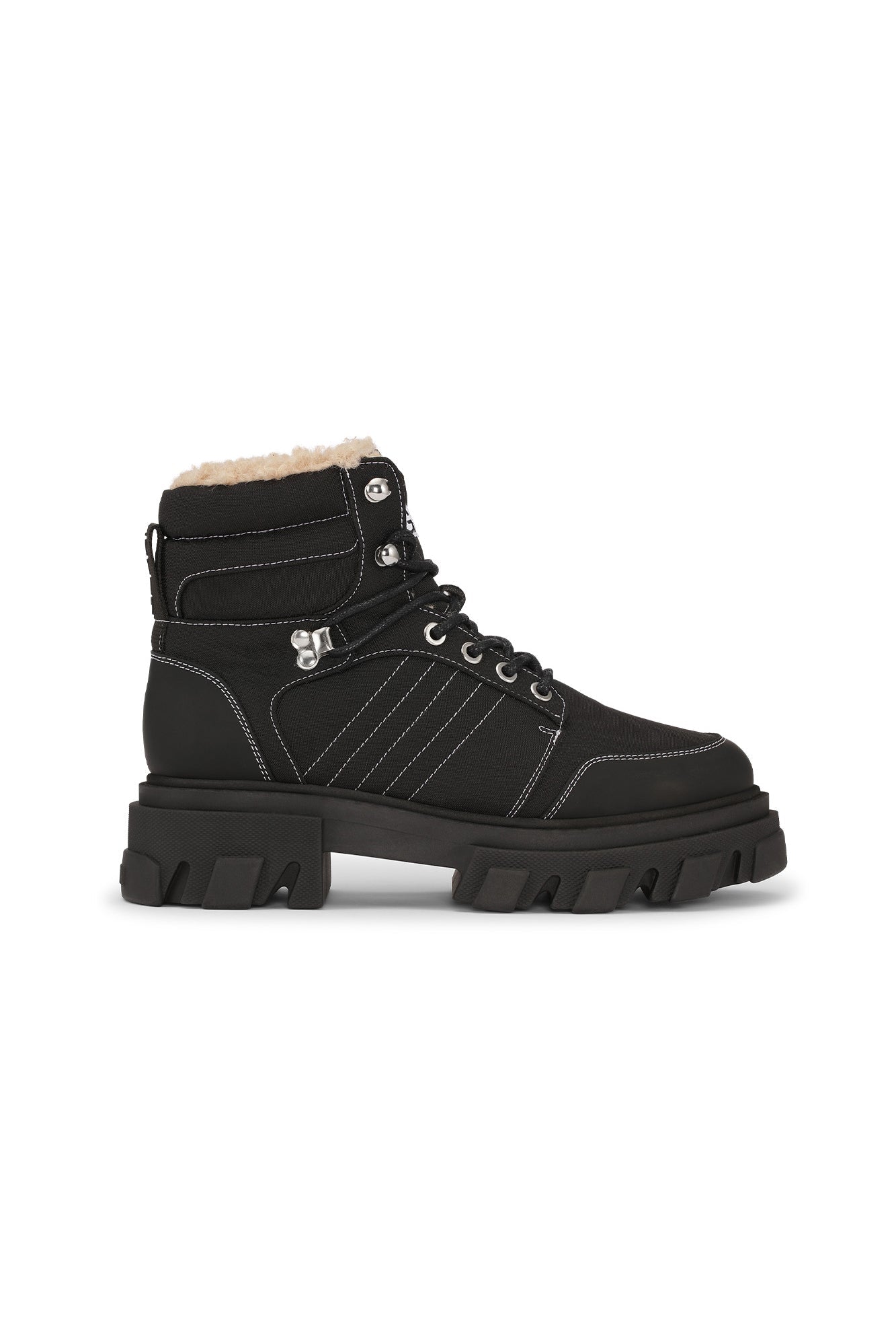 Cleated Lace Up Hiking Boot | Pull-Tab At The Heel | Black