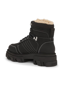 Cleated Lace Up Hiking Boot | Pull-Tab At The Heel | Black