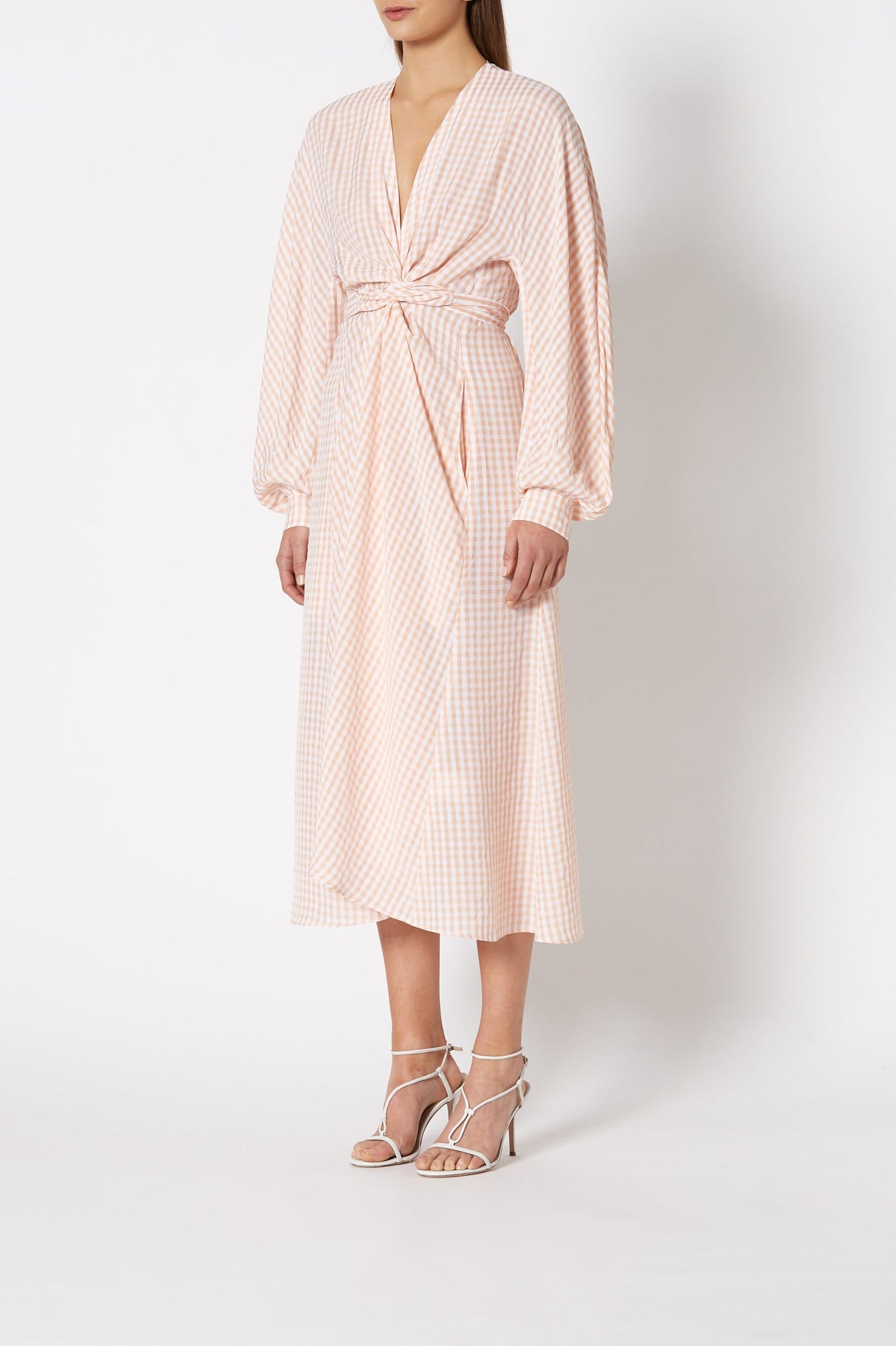 Gingham Wrap Front Dress Peach - Scanlan Theodore US