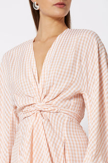 Gingham Wrap Front Dress Peach - Scanlan Theodore US