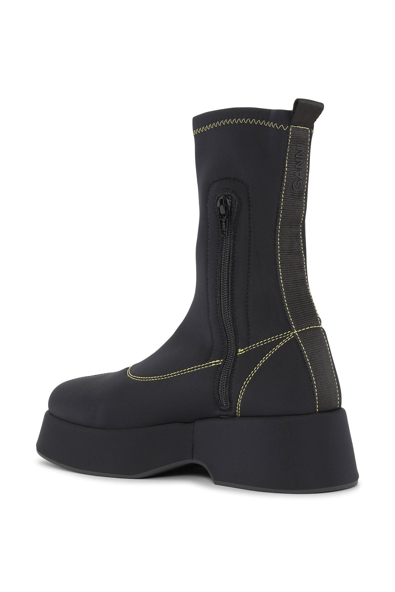 Retro Flatform Sockboot | Black / Yellow Stitching
