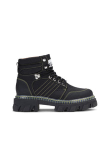 Cleated Lace Up Hiking Boot | Contrast Stitching | Black