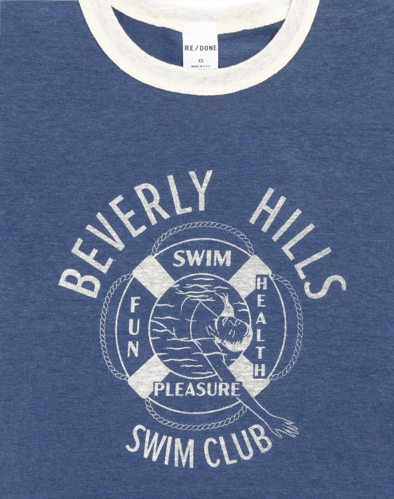 Womens | 60s Slim Ringer "Swim Club" Tee | Navy White