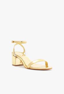 Skye Mid Block Specchio Leather Sandal | Gold