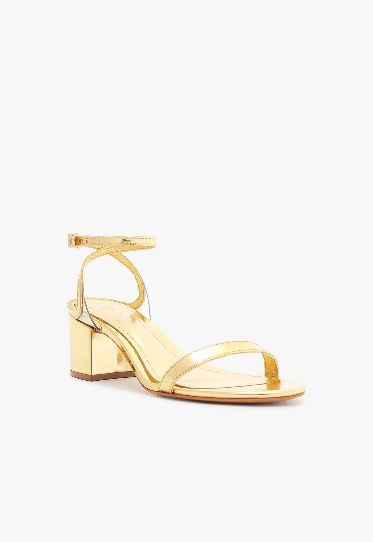 Skye Mid Block Specchio Leather Sandal | Gold