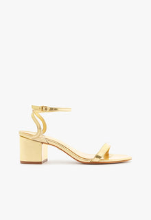 Skye Mid Block Specchio Leather Sandal | Gold