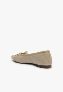 Arissa Beige Linen Ballet Flat | White