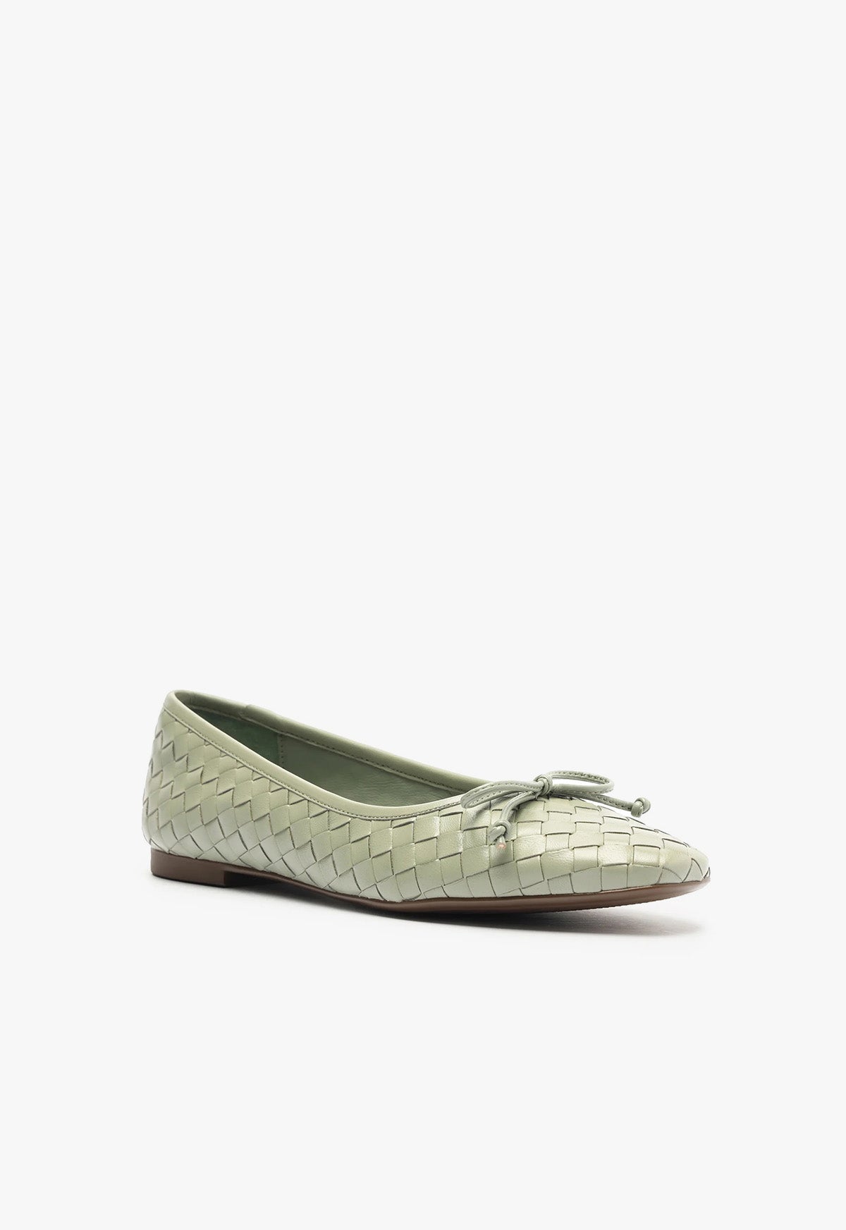 Arissa Woven Leather Flat | Green