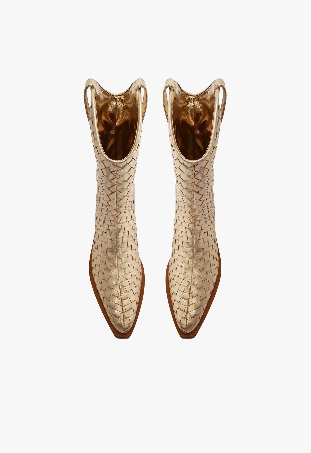 Cicera Woven Metallic Leather Bootie | Gold