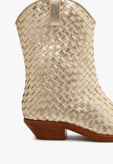 Cicera Woven Metallic Leather Bootie | Gold