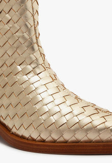 Cicera Woven Metallic Leather Bootie | Gold