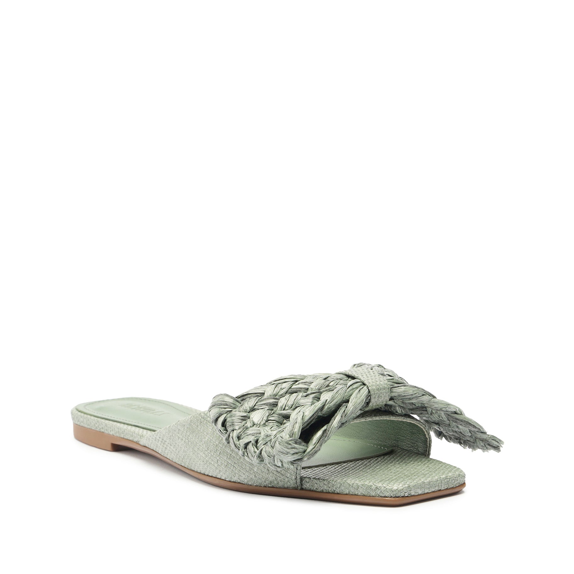 Lienne Straw Flat Sandal | Green