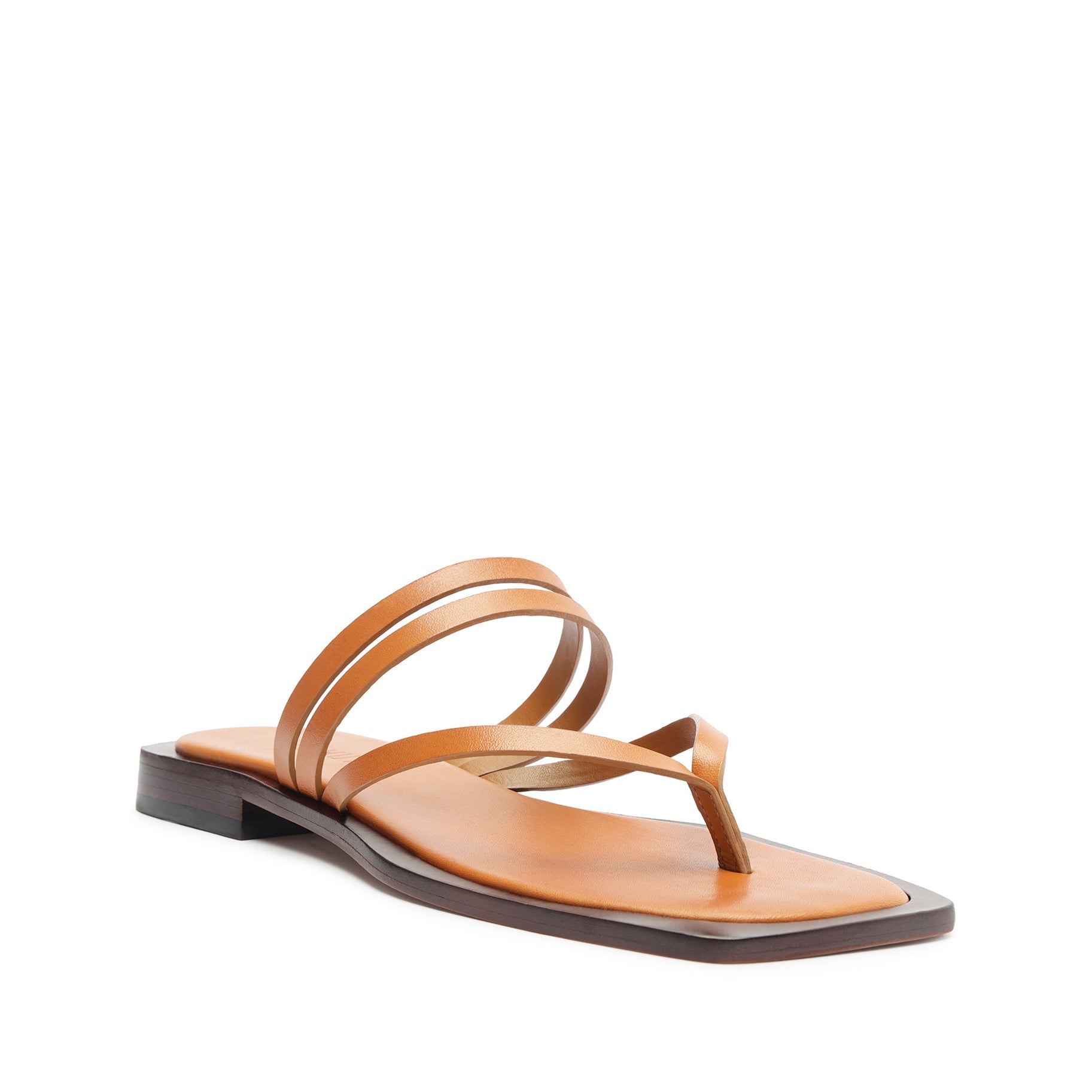 Rania Leather Flat Sandal | Brown