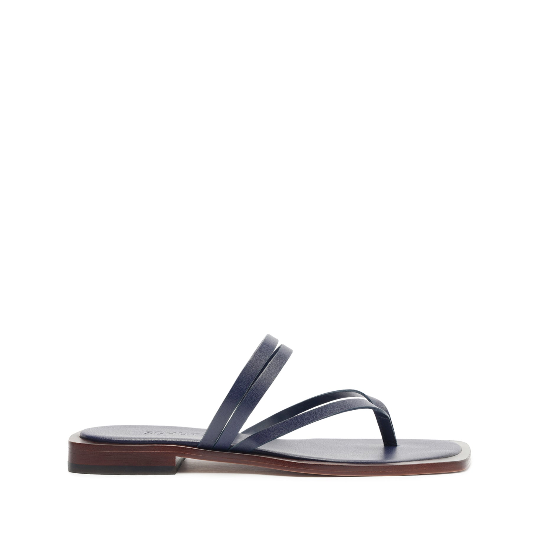 Rania Leather Flat Sandal | Blue
